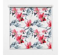 Patterned Blackout Roller Blind 120x140 cm | Flowers | Full Light Block Window Shade | Total Darkness | Chain Operated | Bedroom Nursery Home Cinema | Easy Fit | Privacy Sleep