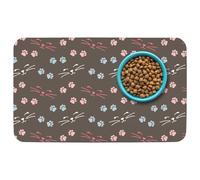 Patterned Cat & Dog Bowl Mat for Food and Water, 12"×20" Quick Dry Absorbent Pet Feeding Mat, Eco-Friendly Dog Placemat