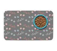 Patterned Cat & Dog Bowl Mat for Food and Water, 12"×20" Quick Dry Absorbent Pet Feeding Mat, Eco-Friendly Dog Placemat