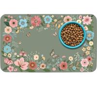 Patterned Cat & Dog Bowl Mat for Food and Water, 12"×20" Quick Dry Absorbent Pet Feeding Mat, Eco-Friendly Dog Placemat