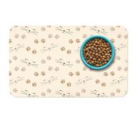Patterned Cat & Dog Bowl Mat for Food and Water, 12"×20" Quick Dry Absorbent Pet Feeding Mat, Eco-Friendly Dog Placemat
