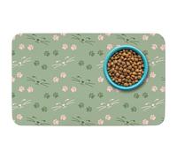 Patterned Cat & Dog Bowl Mat for Food and Water, 12"×20" Quick Dry Absorbent Pet Feeding Mat, Eco-Friendly Dog Placemat