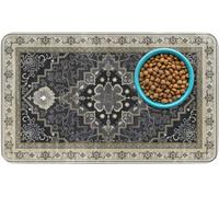 Patterned Cat & Dog Bowl Mat for Food and Water, 12"×20" Quick Dry Absorbent Pet Feeding Mat, Eco-Friendly Dog Placemat