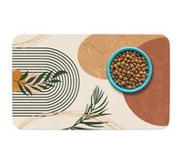 Patterned Cat & Dog Bowl Mat for Food and Water, 12"×20" Quick Dry Absorbent Pet Feeding Mat, Eco-Friendly Dog Placemat