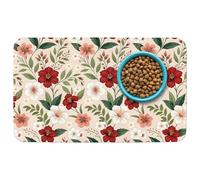 Patterned Cat & Dog Bowl Mat for Food and Water, 17"×30" Quick Dry Absorbent Pet Feeding Mat, Eco-Friendly Dog Placemat
