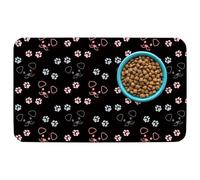 Patterned Cat & Dog Bowl Mat for Food and Water, 17"×30" Quick Dry Absorbent Pet Feeding Mat, Eco-Friendly Dog Placemat
