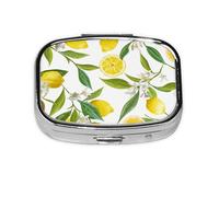Patterned Exotic Lemon Tree Branches Yummy Delicious,Meta Pill Box 2 Compartment Medicine Case,Portable Organizer,Rectangle Meta Portable Organizer Pill Box 205 Compartment Medicine Case