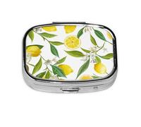 Patterned Exotic Lemon Tree Branches Yummy Delicious,Meta Pill Box 2 Compartment Medicine Case,Portable Organizer