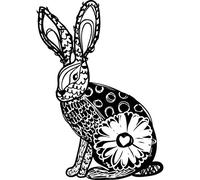 'Patterned Hare' Rubber Stamp - Unmounted Design for Crafting & Scrapbooking, A7 (RS00005670)