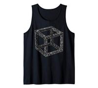 Patterned Irrational Cube Illusion Greyscale Camo Pattern Tank Top