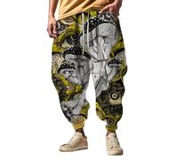 Patterned Joggers Men, Baggy Hippie Trousers Men Cotton Harem Pants Wide Leg Sweatpants Casual Harem Pants Fashion Drop Crotch Trousers Hippy Pants Sport Bottoms For Beach Yoga Jogging