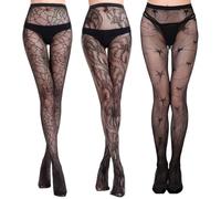 Patterned Lace Tights for Comfort and Fashion - 3PCS Versatile Black Tights Perfect for Everyday Wear, Parties, Festivals - One-Size-Fits-Most for Women