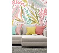 Patterned Leaves Wall Mural Origin Murals Olive W300cm x H240cm
