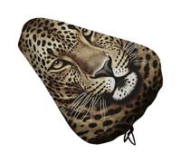 Patterned Leopard Head Bike Seat Cover Waterproof Oxford Fabric, Universal Adjustable Bicycle Saddle Cover with Drawstring Easy Install Protective Rain Dust Covers for Women Men
