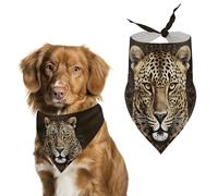 Patterned Leopard Head Dog Bandanas for Feeding Grooming, Triangle Pet Bibs Washable Pets Scarf for Cats & Dogs