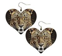 Patterned leopard head Leather Earrings for Women Heart Earring Lightweight Dangle Earrings Jewelry Gifts, One Size, No Gemstone
