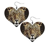 Patterned leopard head Leather Earrings for Women Heart Earring Lightweight Dangle Earrings Jewelry Gifts