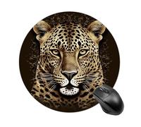 Patterned Leopard Head Round Mouse Pad 7.8 Inch, Portable Gaming Mouse Mat with Non-Slip Rubber Base & Smooth Surface, Waterproof Mousepad for PC, Laptop, Computer, Office, Home
