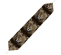 Patterned Leopard Head Table Runner for Dining Table, Short Plush Runners Washable & Durable Tablerunner Modern Home Decor for Wedding, Kitchen, Holiday 229*33cm
