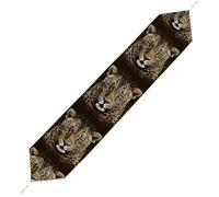 Patterned Leopard Head Table Runner for Dining Table, Short Plush Runners Washable & Durable Tablerunner Modern Home Decor for Wedding, Kitchen, Holiday 200*33cm