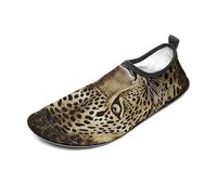 Patterned Leopard Head Water Shoes for Men Women, Lightweight Stretch Swim Shoes with Anti-Slip Rubber Sole, Quick-Dry Aqua Socks for Pool, Beach, Surfing, Style, 12 Women/12 Men