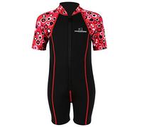 Patterned Lycra Arm Baby Toddler Wetsuit (L, Black-Red)