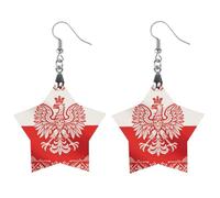 Patterned Polish Flag Cute Wooden Earrings for Women Dangling