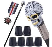 Patterned Skull Resin Head Hiking Cane, British Style Metal Walking Stick, Creative Fashion Luxury Cane for Young Adults