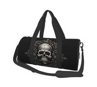 Patterned Skull Travel Duffel Bag Sports Gym Bag, Lightweight Overnight Weekender Bag With Shoes Compartment Yoga Gym Sports Bag For Men Women