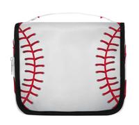 PATTERNFUL Baseball Hanging Travel Toiletry Bag for Kids, Women Cosmetic Organizer Makeup Bag Pouch Men Shaving Dopp Kit Shower Bag With Sturdy Hook, Baseball, 9"L x 4"W x 8"H