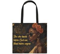 PATTERNFUL Canvas Tote Bag for Women - Black Girls Large Casual Shoulder Handbag Tote Purse - Reusable Grocery Shopping Bag, African American Women, 19.5x17.9in