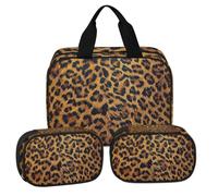 PATTERNFUL Clear Makeup Bag for Women Men, 3Pcs Transparent Cosmetic Bags Waterpoof Toiletries Set Portable Toiletry Bags with Zipper for Travel, Leopard, 12.2 x 3.74 x 10in