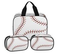 PATTERNFUL Clear Makeup Bag for Women Men, 3Pcs Transparent Cosmetic Bags Waterpoof Toiletries Set Portable Toiletry Bags with Zipper for Travel Bathroom, Baseball, 12.2 x 3.74 x 10in