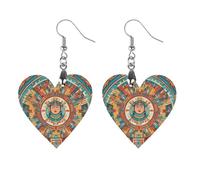 Patterns of Ancient Civilization Figures Wooden Earrings for Women, Vintage Elegant Wood Jewelry, Lightweight Earrings for Wedding, Party, Everyday Jewelry Gift, Apricot shaped, Wood, wood
