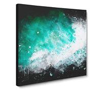 Patterns of the Ocean in Brazil Paint Splash Canvas Print | Gallery Wrapped 30mm Frame Wall Art | 14x14 inches | Ready to Hang | Coastal Seascape Picture | Living Room Bedroom Lounge Office