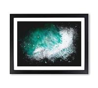 Patterns Of The Ocean In Brazil Paint Splash Modern Art Framed Print | A4 Black Framed Wall Art | Ready to Hang | Modern Nautical Picture | Living Room Bedroom Lounge Office