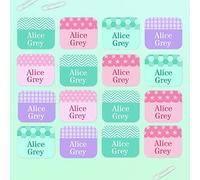 Patterns Stick on Clothing Name Labels - No-Iron Stickers for School Children, Care Homes, Nursery (32 Labels)
