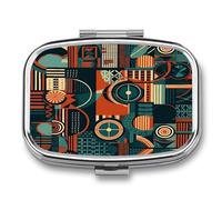 Patterns with Different Shapes, Pill Organizer, 2 Compartments, Small Pocket Pill Box, Portable Travel Pill Case, Metal Medicine Organizer