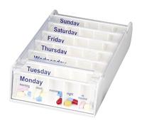 Anabox Weekly Pill Organiser, 7 Day Pill Box, Handy Organised Tablet Dispenser/Container, White, 19 x 12 x 5.4 cm