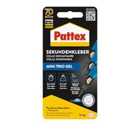 Pattex 1867001 "Mini Trio Gel" Superglue, Black/Blue, 1 g | Gel formula, flexible, strong adhesion, suitable for rubber, suitable for leather and wood