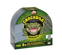 Pattex Crocodile Power Adhesive Tape, Strong Fabric Tape with Double Thickness, Extreme Resistance for Most Difficult Repairs, Duct Tape for Various Materials, Silver, 1 x 20 m