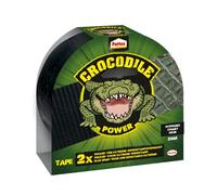 Pattex Crocodile Power Duct Tape, Strong Fabric Tape with Double Thickness, Extreme Resistance for the Most Difficult Repairs, Duct Tape for Various Materials, Black, 1 x 20 m
