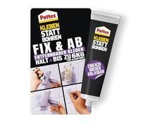 Pattex Fix & Ab glue without drilling, removable mounting glue, strong adhesion wall glue for shelves and wall fixings, strong glue holds up to 6kg**, 44g tube