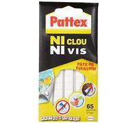 Pattex Ni Clou Ni Screw Fixing Paste White Removable Adhesive Dots Easy to Remove Pre-Cut Sticky Paste for Paper Poster Lightweight Decoration - 65 Dots