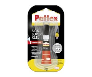 Pattex S.O.S.Super Glue Universal, extra strong cyanoacrylic, colorless quick-drying glue, universal adhesive for permanent bonding of various materials, 1x3g