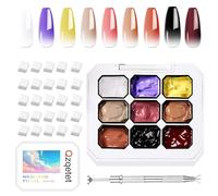 Patting Gel Nail Polish Set - 9 Colours UV LED Ombre Gradient Gel for Aura & Blush Nail Art, Beginner-Friendly Gradient Set with Sponge for Home & Salon (01)