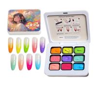 Patting Gel Nail Set - 9 Colors | Rainbow Floral Gradient | High Saturation Pigment, Smudge-proof Gradient, Long-lasting Vibrant Nails H Gel Consistency, Supporting Fine Detailing And S