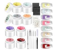 Patting Gel Polish, Gradient Nail Polish, Creative 8-Color Manicure Art Palette with Pens Stickers File Tweezers for Girls, Women, Teens, Home, Travel, Salon Use, 8mlx8 Pieces