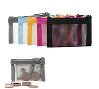 Patu Mini Zipper Mesh Bags, 3" x 4", Size XS / A8, 5 Pieces, Keychain Pouch Key Holder, Coin Purse, Clear Travel Kit Small Item Cosmetic Organizer, Assorted Colors