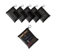 Patu Mini Zipper Mesh Bags, 4" x 5", Size S / A7, 5 Pieces, Beauty Makeup Lipstick Cosmetic Accessories Organizer, Small Travel Kit Storage Pouch, Black